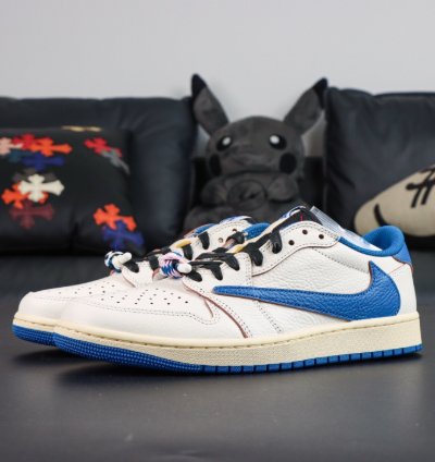 Air Jordan 1 Retro Low Og Sp Fragment X Travis Scott Sail Military Blue