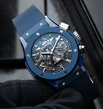 Hublot Classic Fusion Aerofusion Uefa Limited Edition Chronograph Blue Ceramic Skeleton 45mm