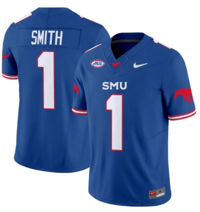 Brashard Smith 1 Smu Mustangs Football Jersey Icy Whites Vapor Patch Limited All Stitched