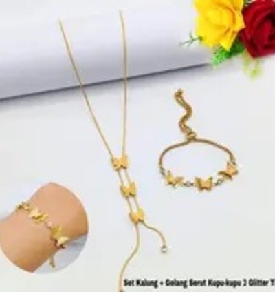 Trendy Butterfly Accessory Set In Anti-rust Titanium Material