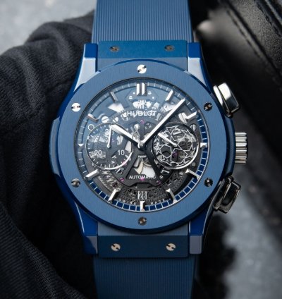 Hublot Classic Fusion Aerofusion Uefa Limited Edition Chronograph Blue Ceramic Skeleton 45mm