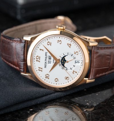 Patek Philippe Complications 5396r Annual Calendar Moonphase Rose Gold Silver Dial 385mm
