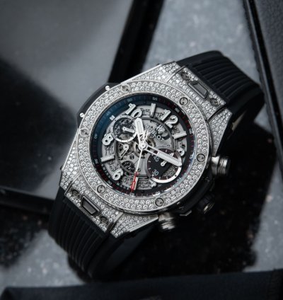 Hublot Big Bang Unico Pavé Openworked Diamonds Titanium Chronograph Set 45mm