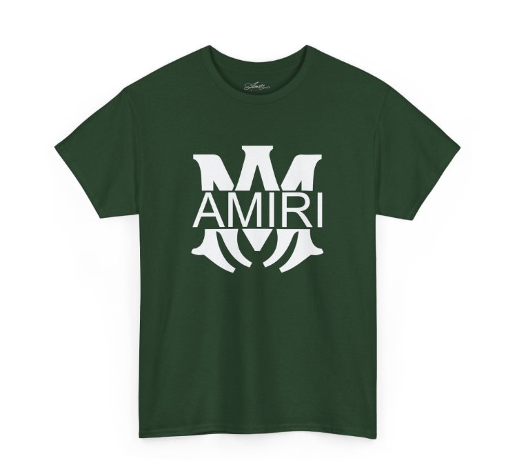 Am Amiri Logo Forest Green T-shirt - Size Usa 12