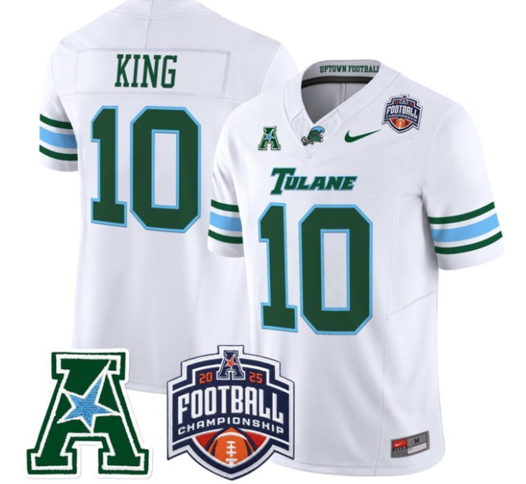 Shaun King 10 Tulane Green Wave Football Jersey 2025 - 26 Aac Championship Vapor Patch All Stitched