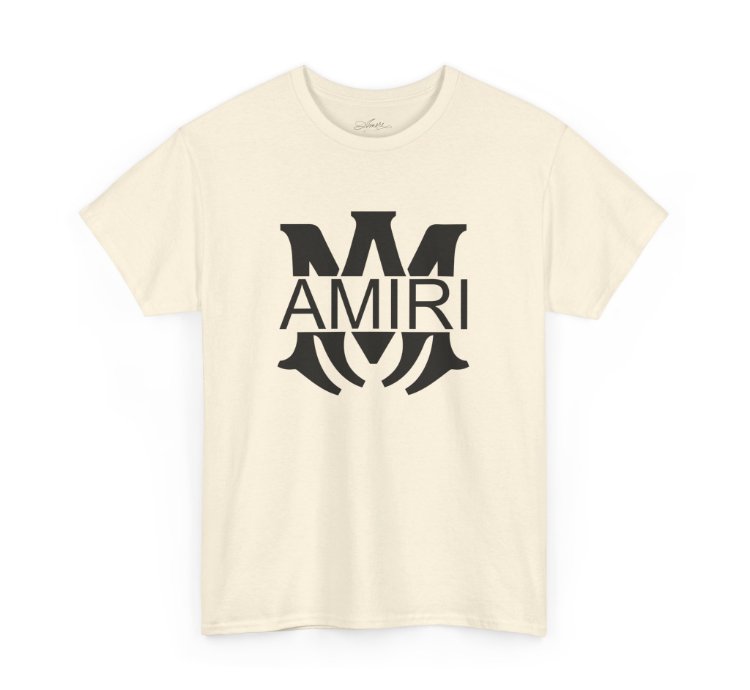 Am Amiri Logo Natural T-shirt - Size Usa 12