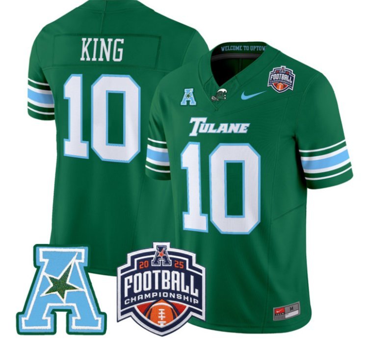 Shaun King 10 Tulane Green Wave Football Jersey 2025 - 26 Aac Championship Vapor Patch All Stitched