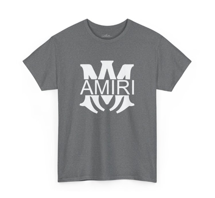 Am Amiri Logo Graphite Heather T-shirt - Size Usa 12