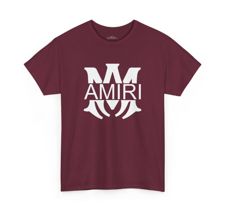 Am Amiri Logo Maroon T-shirt - Size Usa 12