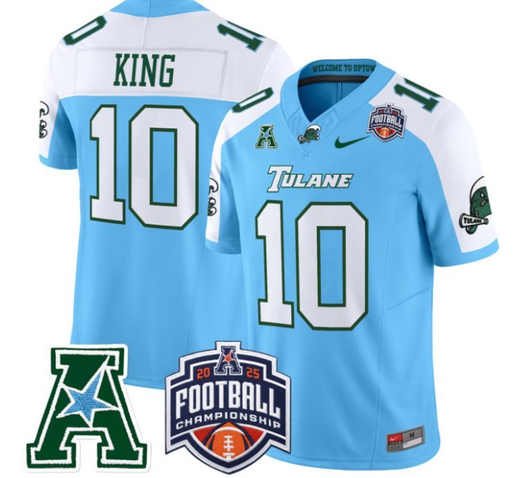 Shaun King 10 Tulane Green Wave Football Jersey 2025 - 26 Aac Championship Vapor Patch All Stitched