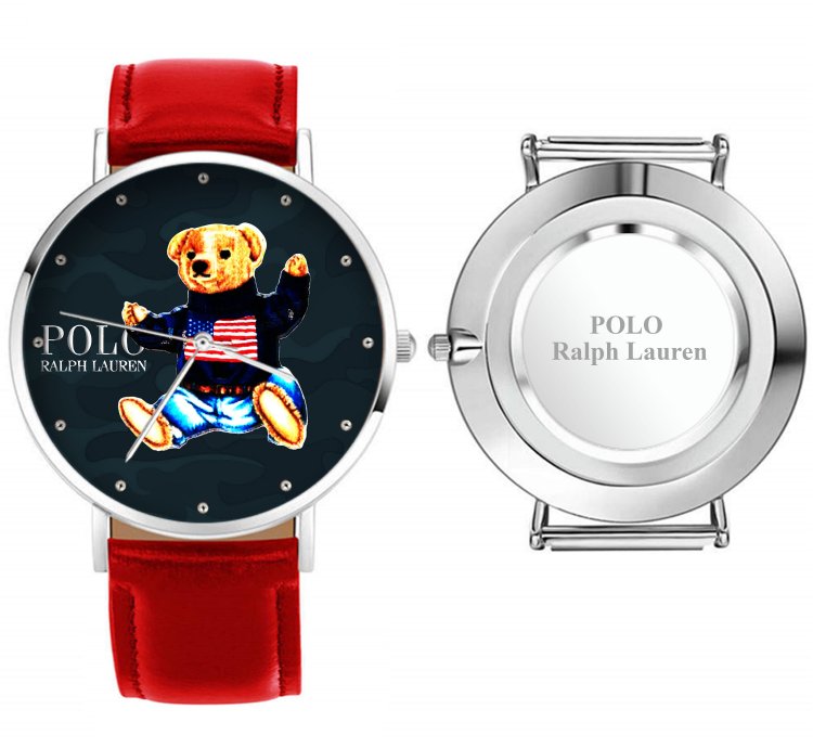 Polo Bear D83 Military Sitting Bear Leather Red