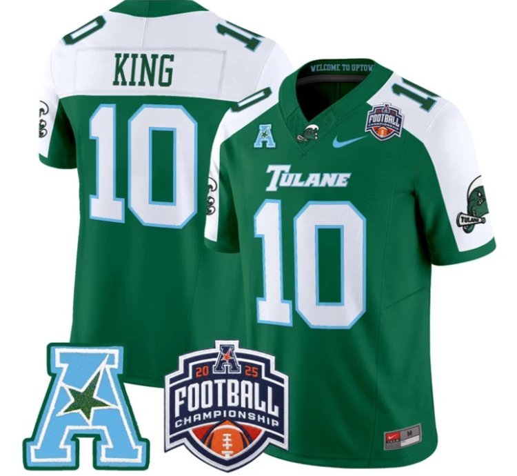 Shaun King 10 Tulane Green Wave Football Jersey 2025 - 26 Aac Championship Vapor Patch All Stitched
