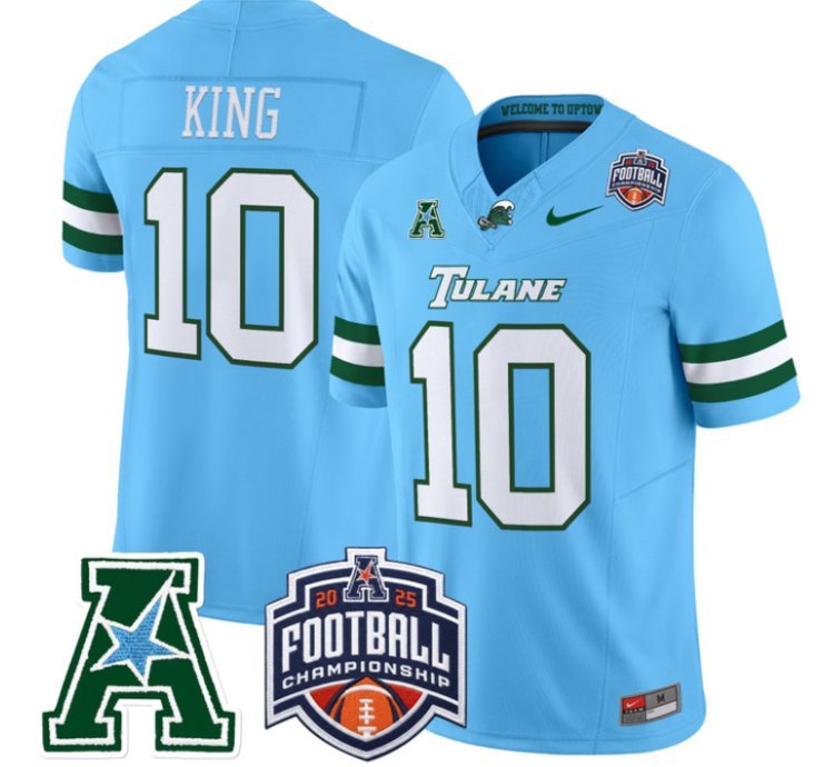 Shaun King 10 Tulane Green Wave Football Jersey 2025 - 26 Aac Championship Vapor Patch All Stitched