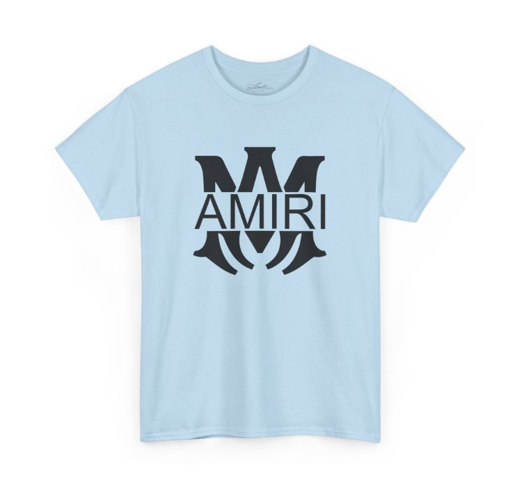 Am Amiri Logo Light Blue T-shirt - Size Usa 12