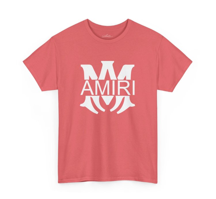 Am Amiri Logo Coral Silk T-shirt - Size Usa 12