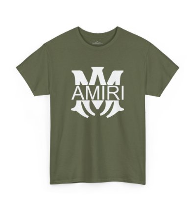 Am Amiri Logo Military Green T-shirt - Size Usa 12