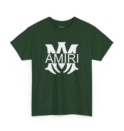 Am Amiri Logo Forest Green T-shirt - Size Usa 12