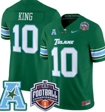 Shaun King 10 Tulane Green Wave Football Jersey 2025 - 26 Aac Championship Vapor Patch All Stitched