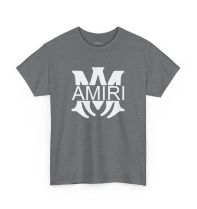 Am Amiri Logo Graphite Heather T-shirt - Size Usa 12