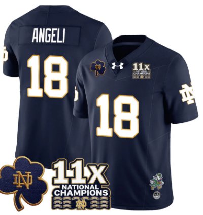 Steve Angeli Jersey 18 Notre Dame 11x-time National Champions Stitched Navy
