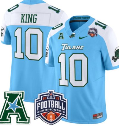 Shaun King 10 Tulane Green Wave Football Jersey 2025 - 26 Aac Championship Vapor Patch All Stitched