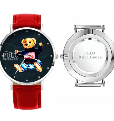 Polo Bear D83 Military Sitting Bear Leather Red