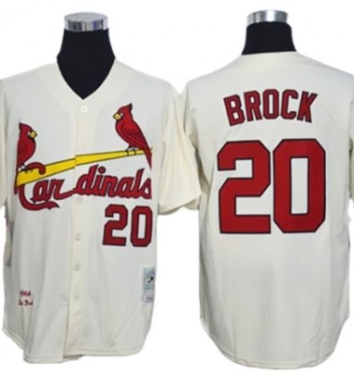 St Louis Cardinals 20 Lou Brock Cream 1967 Throwback Jersey