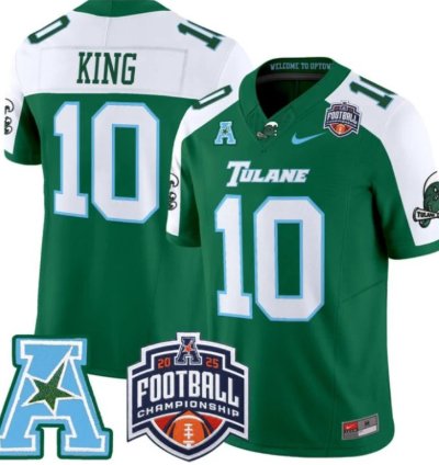 Shaun King 10 Tulane Green Wave Football Jersey 2025 - 26 Aac Championship Vapor Patch All Stitched