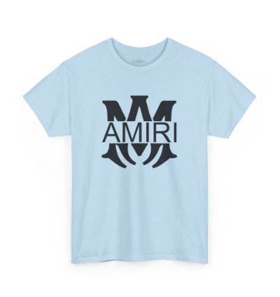 Am Amiri Logo Light Blue T-shirt - Size Usa 12