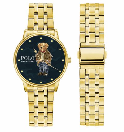 Polo Bear Watch D80 Gold Chain