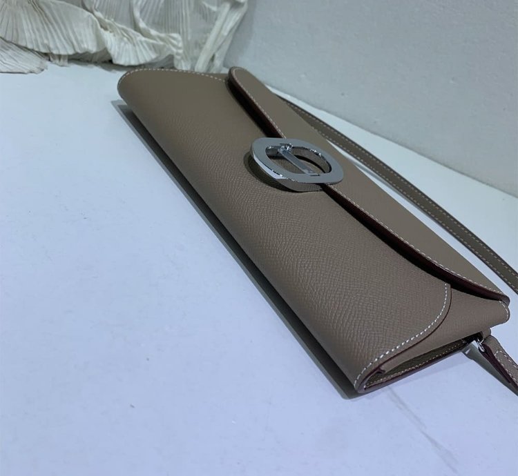Hermes Maillon To Go Wallet Palladium Plated Etoupe