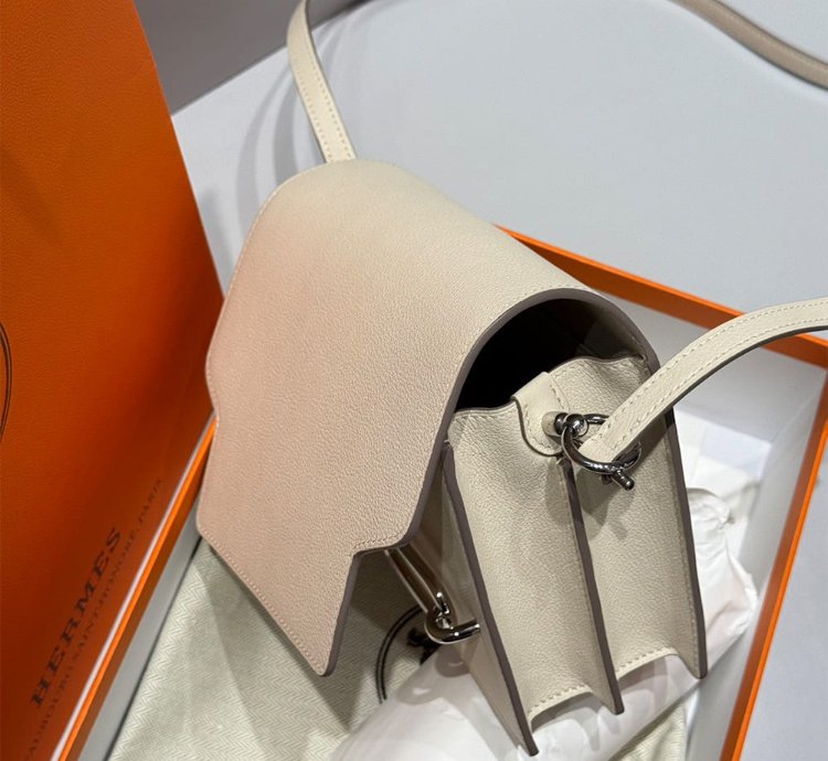 Hermes Roulis Mini Bag Palladium Hardware Cream