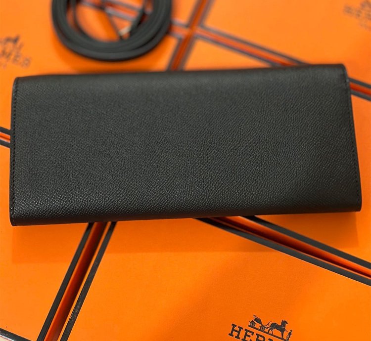 Hermes Maillon To Go Wallet Palladium Plated Black