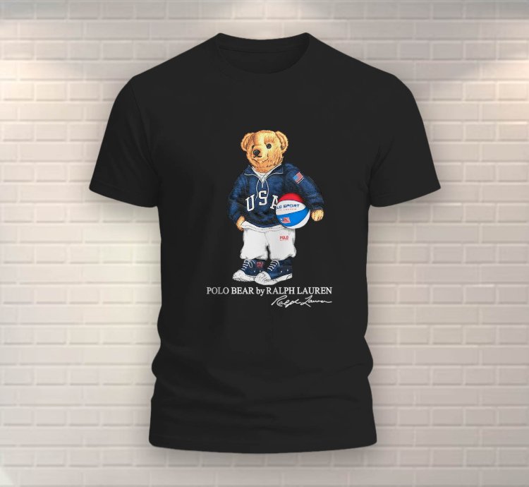Polo Bear Basketball Shirt Usa Size Black