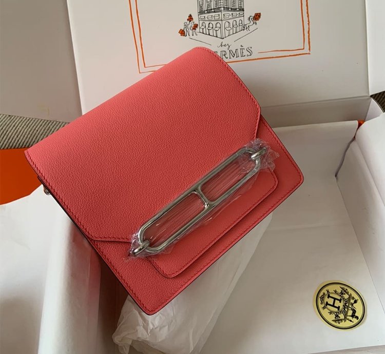 Hermes Roulis Mini Bag Palladium Hardware Rose Taxes