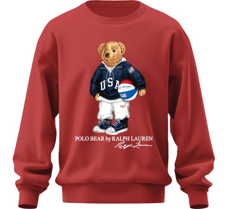 Polo Bear Basketball Sweatshirt Jk02 Usa Size Red