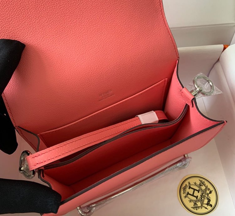 Hermes Roulis Mini Bag Palladium Hardware Rose Taxes