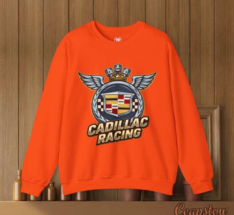 Cadillac Sweatshirt - Cadillac Racing Car Sweater Orange
