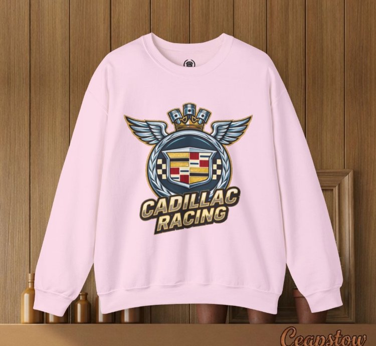 Cadillac Sweatshirt - Cadillac Racing Car Sweater Light Pink