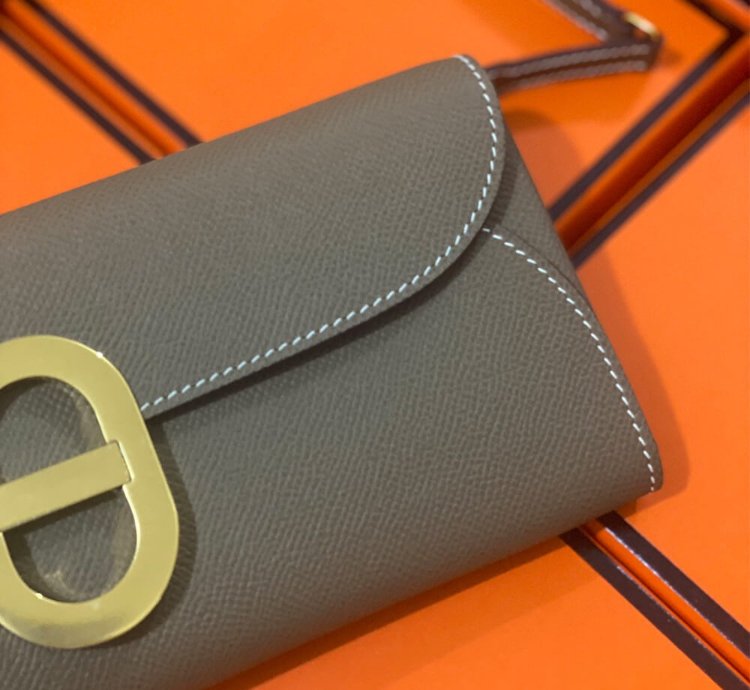 Hermes Maillon To Go Wallet Gold Plated Etoupe