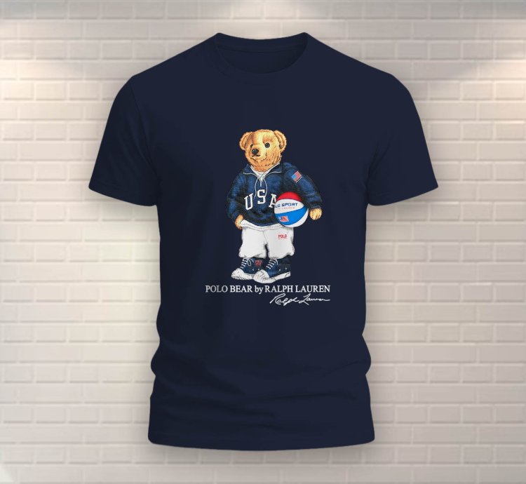 Polo Bear Basketball Shirt Usa Size Navy