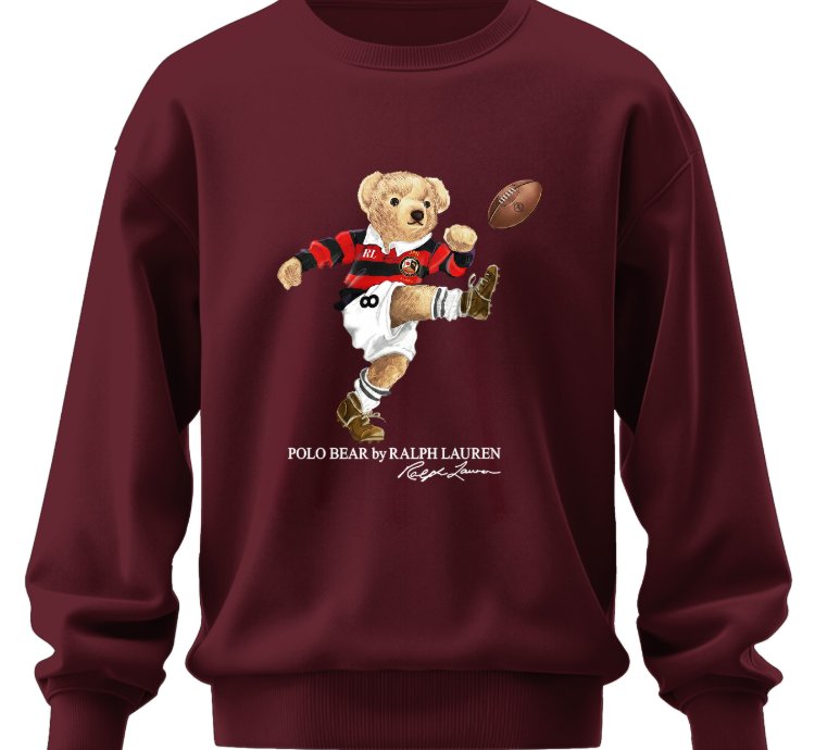 Polo Bear Football Sweatshirt Jk01 Usa Size Maroon