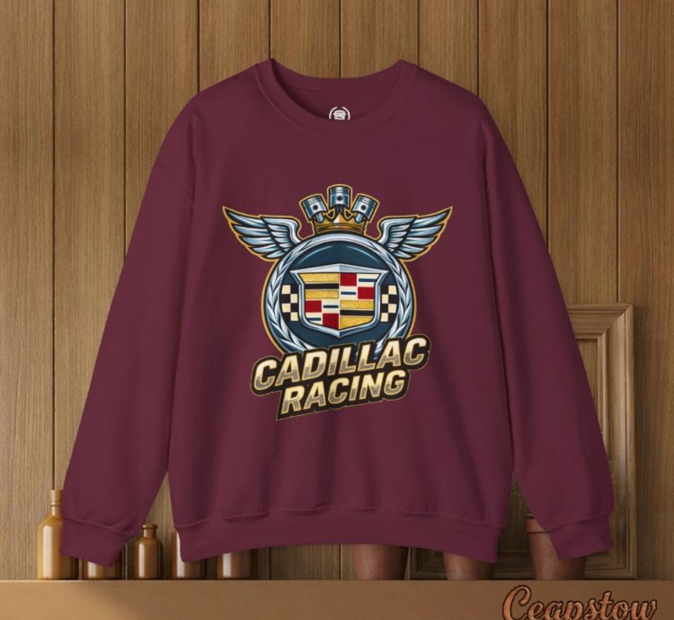 Cadillac Sweatshirt - Cadillac Racing Car Sweater Maroon