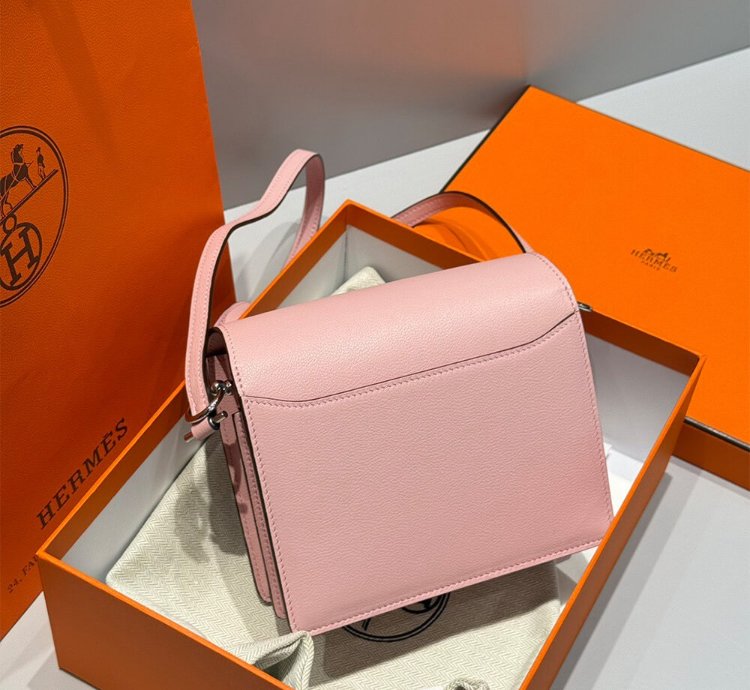 Hermes Roulis Mini Bag Palladium Hardware Pale Pink