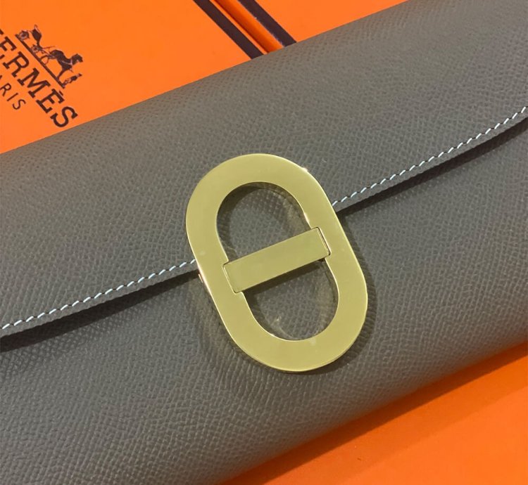 Hermes Maillon To Go Wallet Gold Plated Etoupe