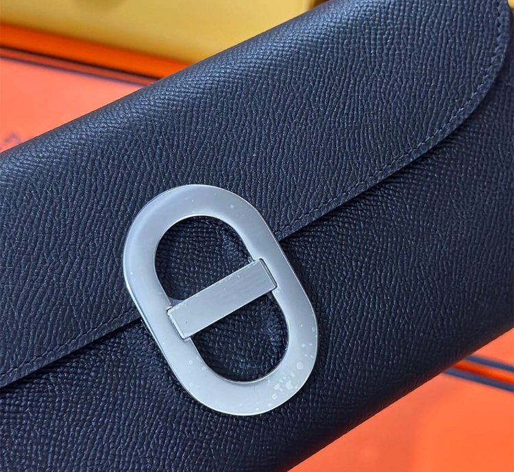 Hermes Maillon To Go Wallet Palladium Plated Black