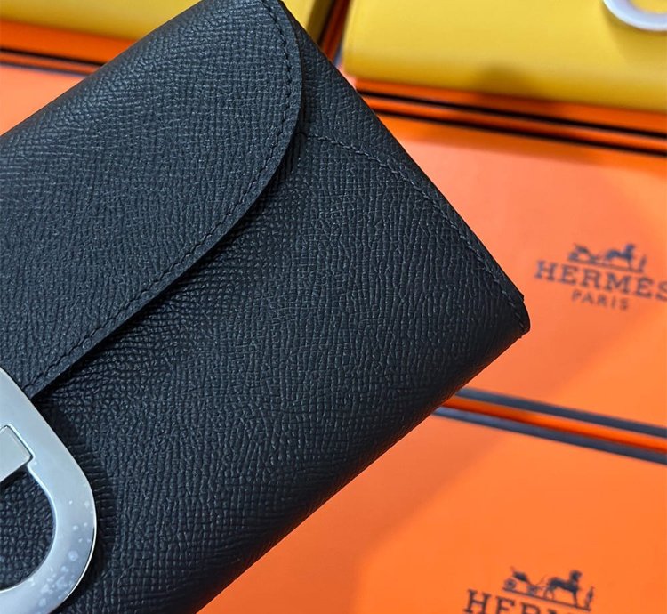 Hermes Maillon To Go Wallet Palladium Plated Black