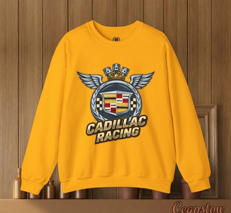 Cadillac Sweatshirt - Cadillac Racing Car Sweater Gold