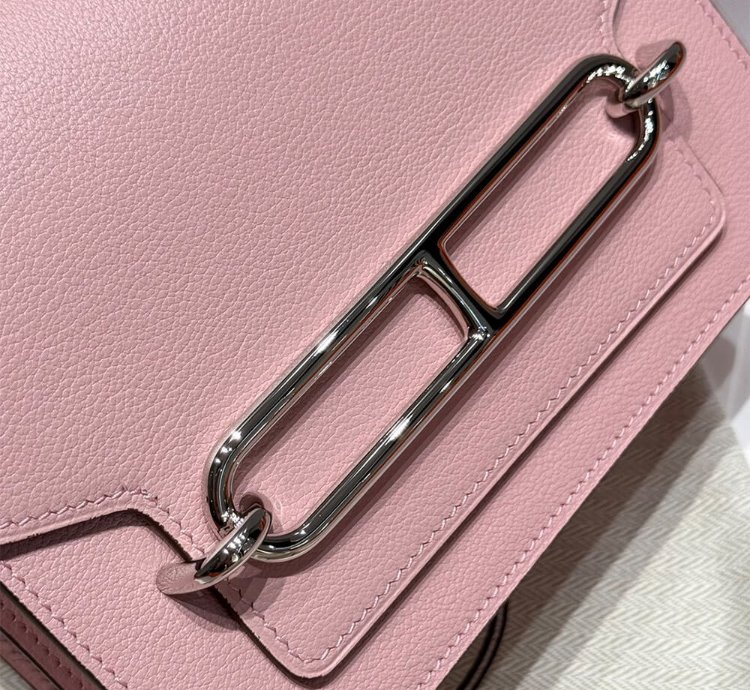 Hermes Roulis Mini Bag Palladium Hardware Pale Pink