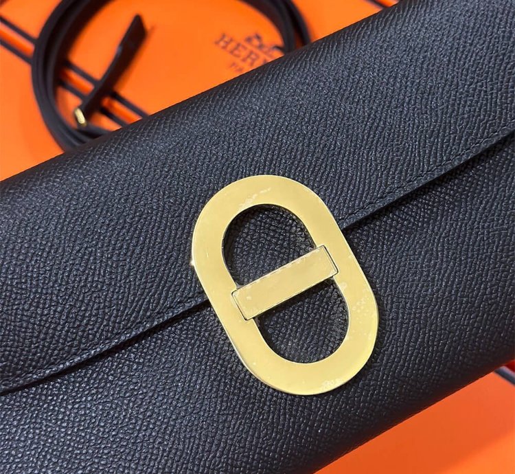 Hermes Maillon To Go Wallet Gold Plated Black